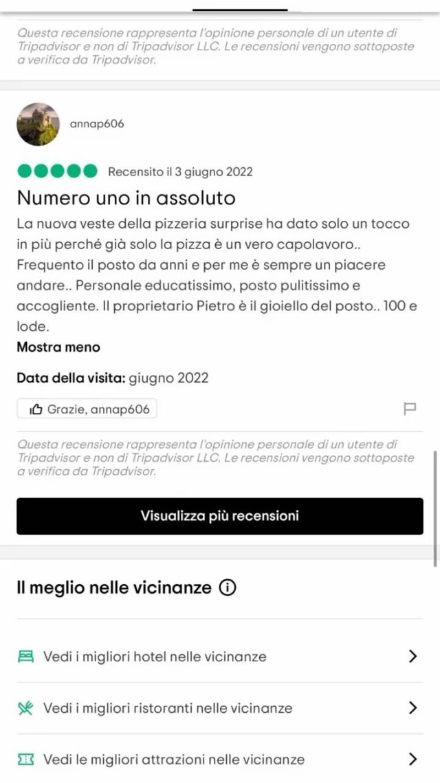 Grazie per le recensioni positive noi ci impegniamo davvero ogni giorno, tantissimo, in tutto. Cerchiamo ogni giorno di migliorare e dare il meglio.
Siamo lieti di sapere che il nostro impegno e la nostra dedizione vi arrivi ♥️
Grazie di cuore.
#pizzeriasurprisedal1979Pizzeria Acireale
Pizzeria tradizionale dal 1979
Pizzeria deliziosa
Pizza